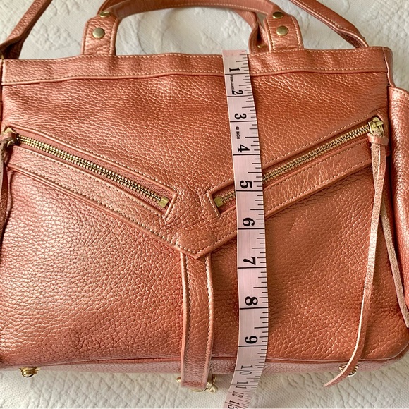 Botkier Metallic Leather Trigger Satchel Shoulder Bag Salmon Pink - Picture 14 of 16